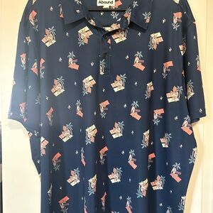Abound Men's Blue Tropical Print Polo Shirt